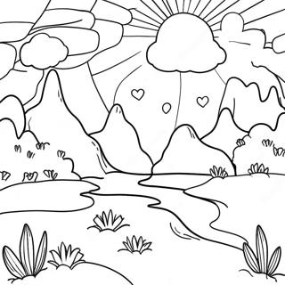 Surreal Dreamcore Landscape Coloring Page | Dreamcore coloring page