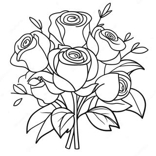 Elegant Rose Bouquet Coloring Page | Roses for Adults coloring page
