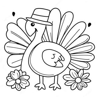 Whimsical Friendsgiving Turkey Coloring Page | Friendsgiving coloring page