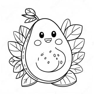 Cute Avocado with Smiling Face Coloring Page | Avocado coloring page
