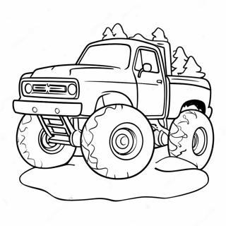Festlicher Weihnachts-Monstertruck fährt durch den Schnee Ausmalbild | Weihnachts-Monstertruck Ausmalbild