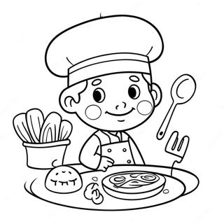 Cute Chef Cooking Coloring Page | Cooking coloring page