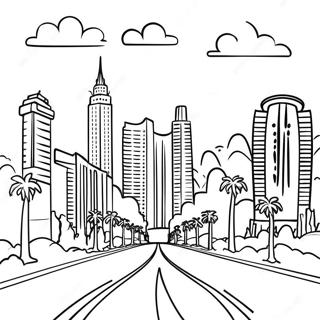 Las Vegas Strip Skyline Coloring Page | Las Vegas coloring page