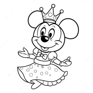 Cute Princess Minnie Mouse in a Sparkling Dress Coloring Page | Princess Minnie Mouse coloring page
