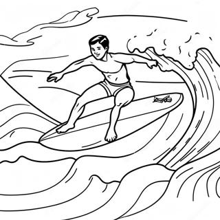 Hawaiian Surfing Scene Coloring Page | Hawaiian Surfing coloring page