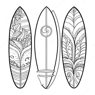 Colorful Surfboards on the Beach Coloring Page | Hawaiian Surfing coloring page