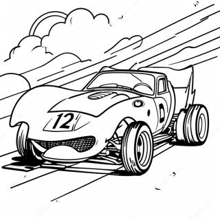 Snelle Dirt Track Race Auto Kleurplaat | Modderbaan Raceauto kleurplaat