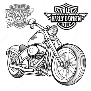 Classic Harley Davidson Chopper Coloring Page | Harley Davidson coloring page
