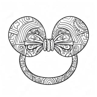 Colorful Mickey Ears with Bow Coloring Page | Mickey Ears coloring page