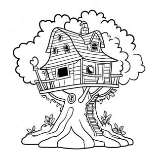 Adventurous Magic Treehouse Coloring Page | Magic Treehouse coloring page