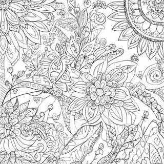 Intricate Floral Patterns Coloring Page | Flower Adult coloring page