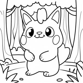 Cute Fakemon in a Forest Coloring Page | Fakemon coloring page