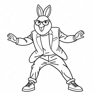 Bad Bunny Performing on Stage Coloring Page | Bad Bunny coloring page