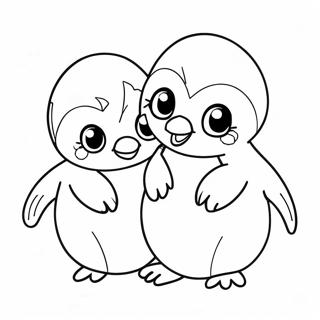 Cute Penguin Chicks Coloring Page | Penguin Family coloring page