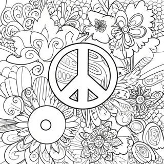 Colorful Peace Symbols Coloring Page | Peace and Love coloring page