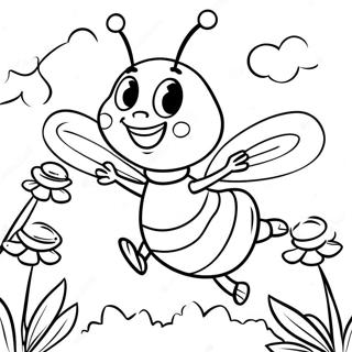 Maya the Bee Flying in the Garden Coloring Page | Maya the Bee coloring page