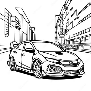 Honda Civic Type R framvy färgläggningssida | Honda Civic Type R målarbild