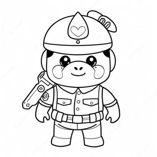 Cute Roblox Soldier Piggy Coloring Page | Roblox Soldier Piggy coloring page