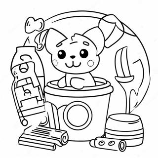 Cute Cartoon Laundry Day Coloring Page | Laundry coloring page