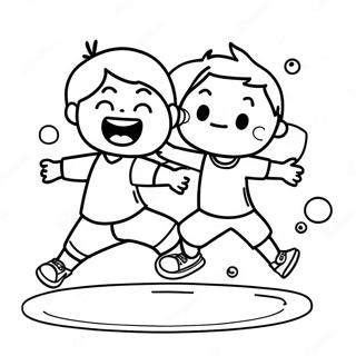 Energetic Kids Working Out Coloring Page | Workout coloring page