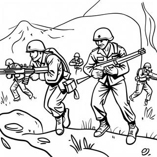 Vietnam War Soldiers in Combat Coloring Page | Vietnam War coloring page