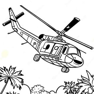 Vietnam War Helicopter Flying Coloring Page | Vietnam War coloring page