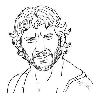 Kenny Omega in Action Coloring Page | AEW coloring page