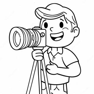 Excited Cameraman with Camera Coloring Page | Cameraman coloring page