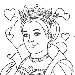 Page à colorier de la Reine de Cœur | Page de coloriage Reine de Coeurs