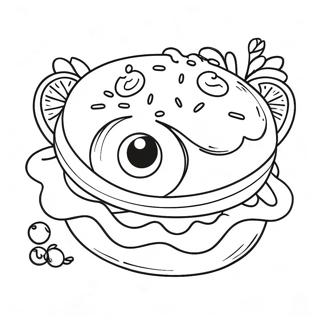 Página para Colorear de Comida Linda con Ojos | Página para colorear de Comida con Ojos