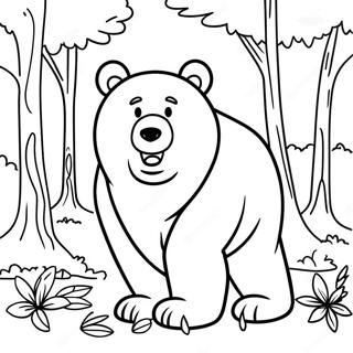 Ferocious Bear in the Forest Coloring Page | Scary Bear coloring page