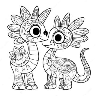 Colorful Alebrijes from Coco Coloring Page | Alebrijes Coco coloring page