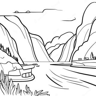 Norway Scenic Fjord Coloring Page | Norway coloring page