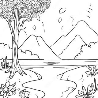 Pointillism Nature Scene Coloring Page | Pointillism coloring page