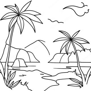 Paradise Landscape Coloring Page | Paradise coloring page