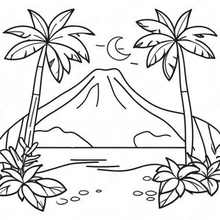 Tropical Paradise Coloring Page | Paradise coloring page