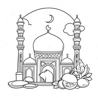 Eid Al Adha Festive Celebration Coloring Page | Eid Al Adha coloring page