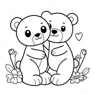 Cute Teddy Bears Having Fun Coloring Page | Teddy Bear Picnic coloring page
