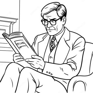 Atticus Finch Reading a Book Coloring Page | To Kill a Mockingbird coloring page