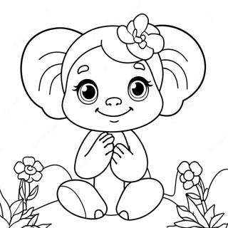 Cute Ella with Flowers Coloring Page | Ella coloring page