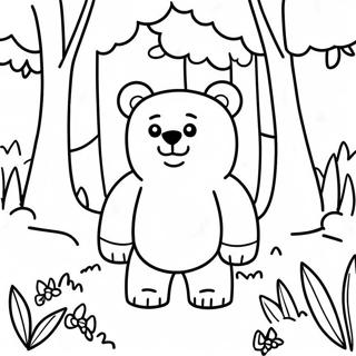 Roblox Bear in a Colorful Forest Coloring Page | Roblox Bear coloring page