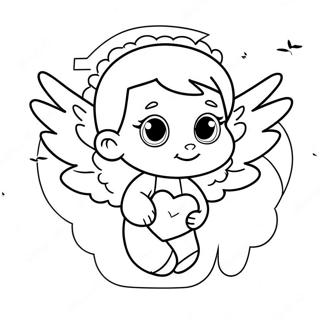 Adorable Precious Moments Angel with Heart Coloring Page | Precious Moments Angel coloring page