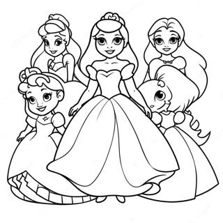 Charming Disney Princesses Coloring Page | Adorable Cute Disney coloring page