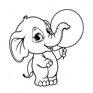 Baby Elephant Playing with Balloons Coloring Page | Baby Elephant coloring page