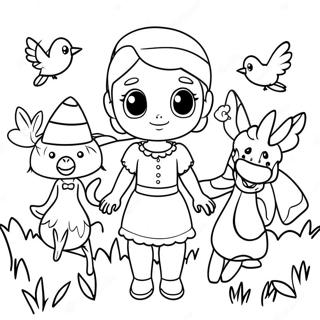 Elinor with Colorful Friends Coloring Page | Elinor Wonders Why coloring page