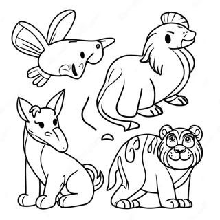 Colorful 3 Marker Challenge Animals Coloring Page | 3 Marker Challenge coloring page