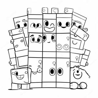 Colorful Numberblocks 100 Friends Coloring Page | Numberblocks 100 coloring page