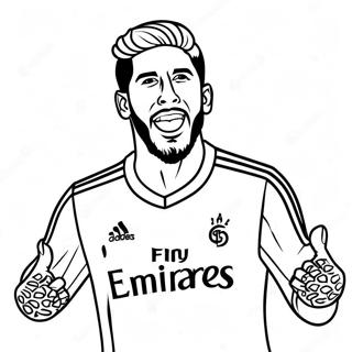 Sergio Ramos Celebrating a Goal Coloring Page | Sergio Ramos coloring page