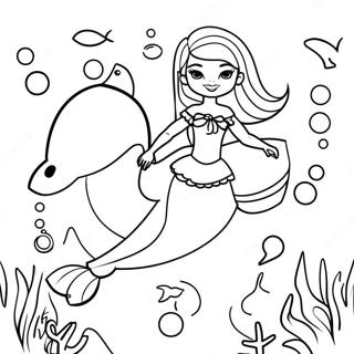 Barbie Swimming with Dolphins Coloring Page | Barbie Dolphin coloring page