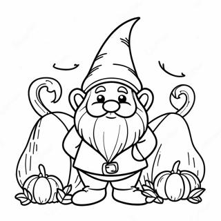 Fall Gnome with Pumpkin Coloring Page | Fall Gnome coloring page